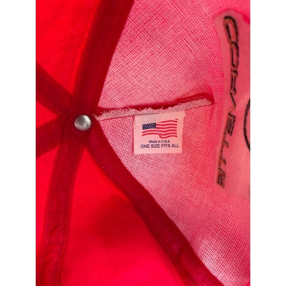 Vintage‎ Corvette Hat Red Corduroy Embroidered Logo Adjustable Cap Made USA